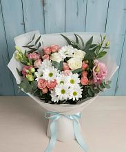 Букет цветов из:  Розы, Лизиантусы и Хризантемы в Залари