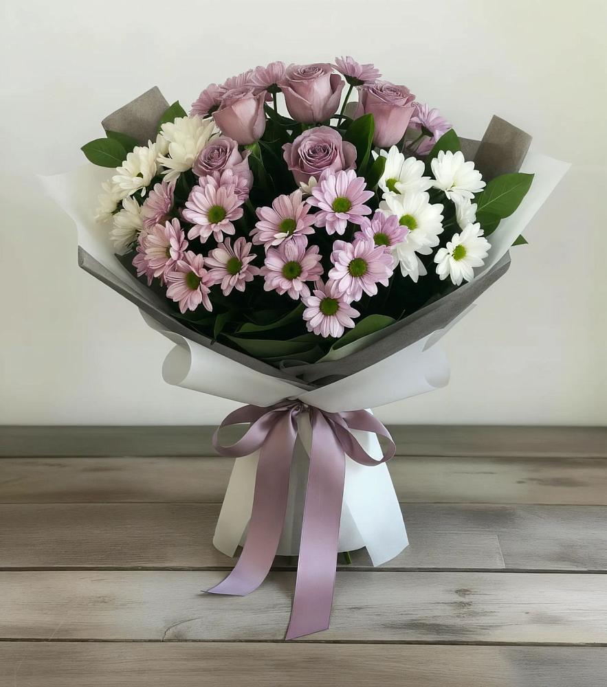 Букет цветов из: Хризантемы и Розы в Залари