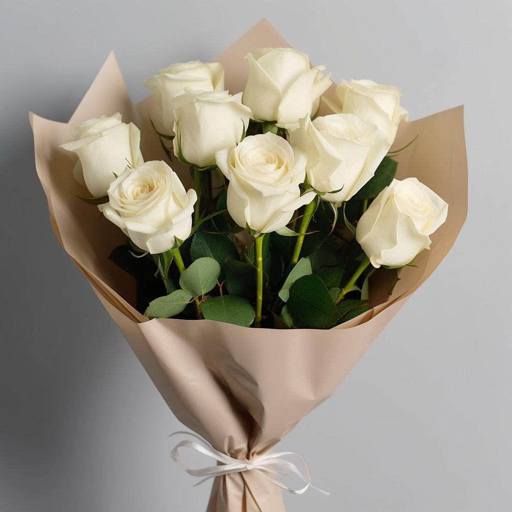 Букет 9 Белых роз Эдлесс Лав в Залари