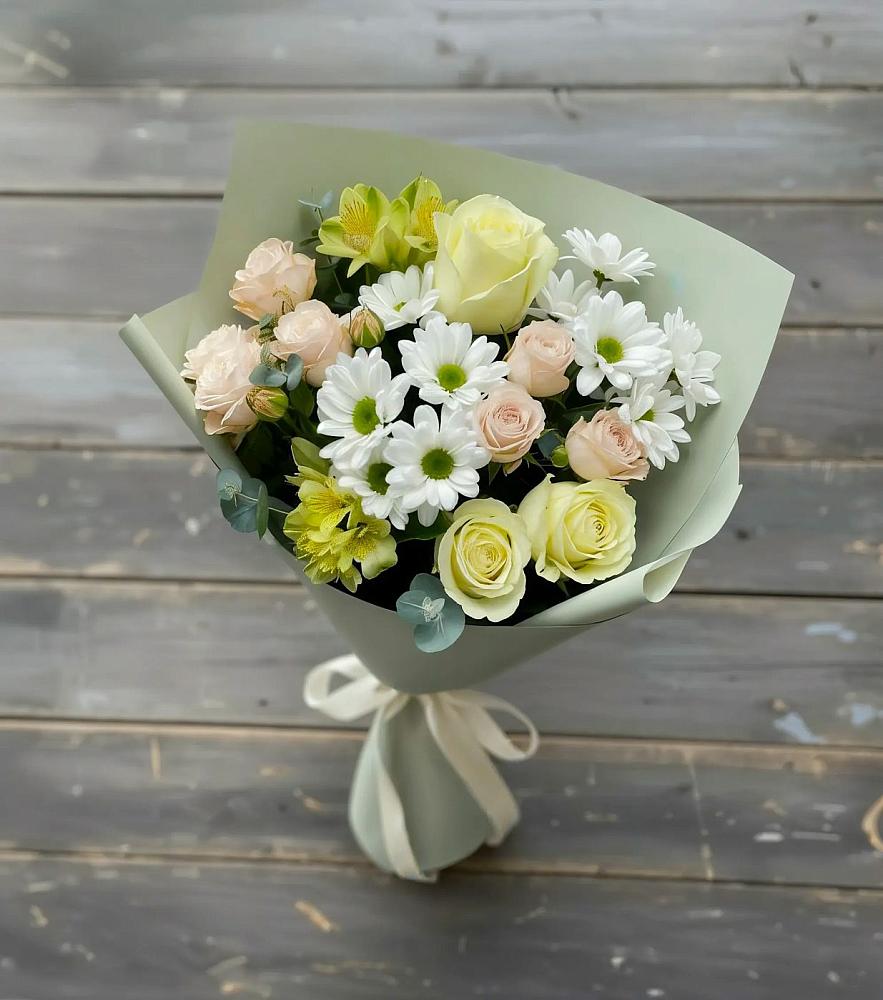 Букет цветов из: Альстромерии, Розы и Хризантемы в Залари