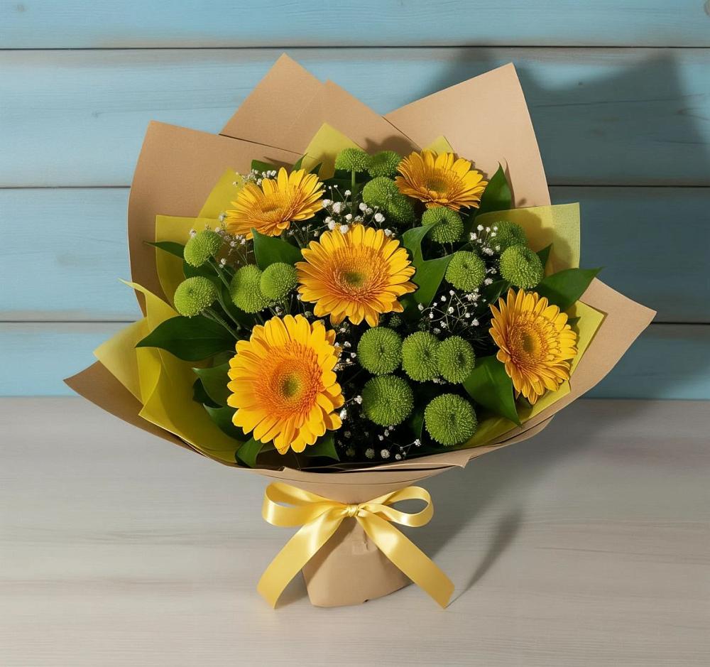 Букет цветов из: Герберы и Хризантемы в Залари