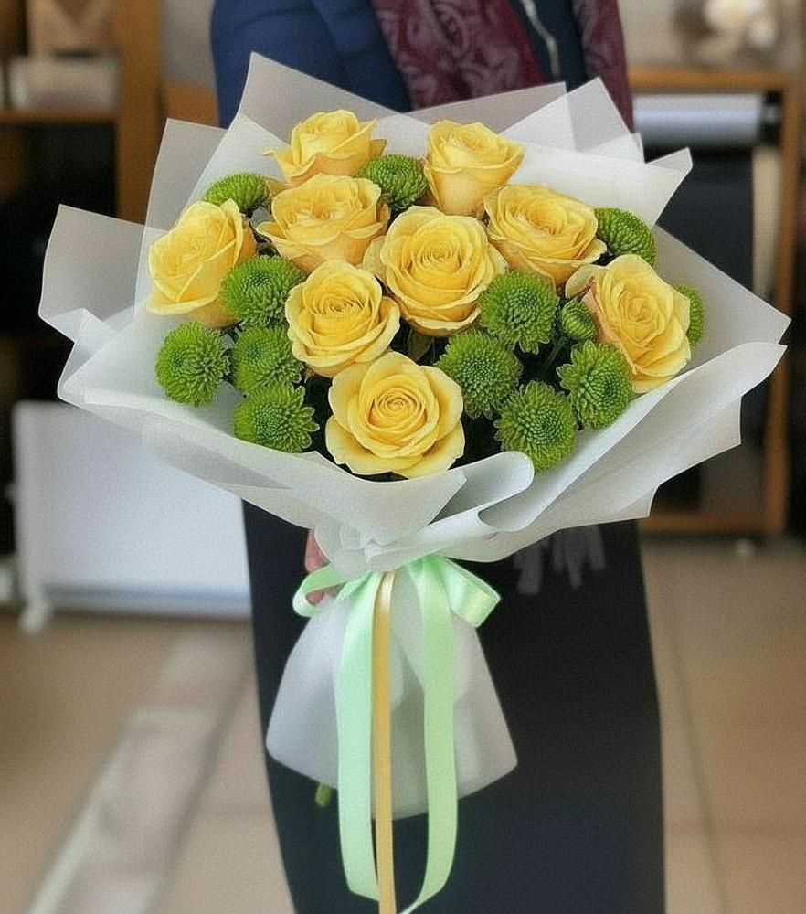 Букет цветов из: Хризантемы и Розы в Залари