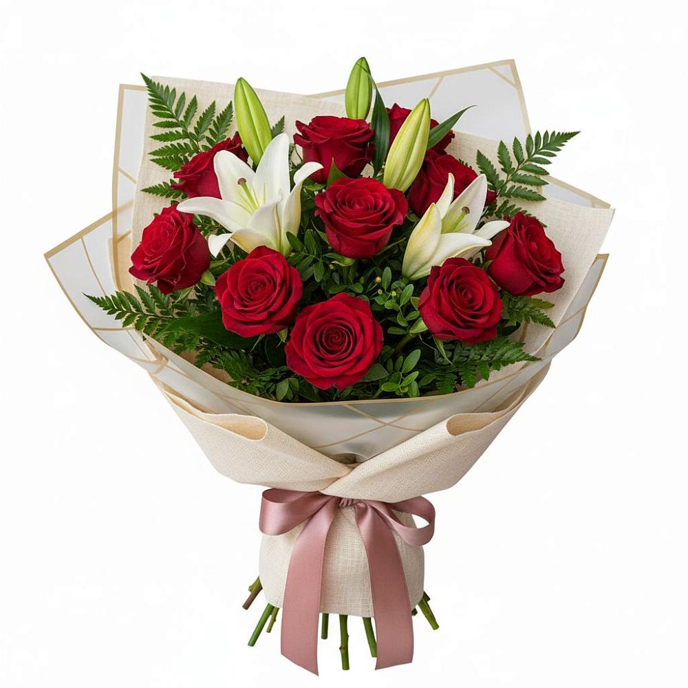 Букет цветов из: Лилии и Розы в Залари