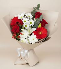 Букет цветов из:  Розы, Хризантемы, Герберы и Лилии в Залари