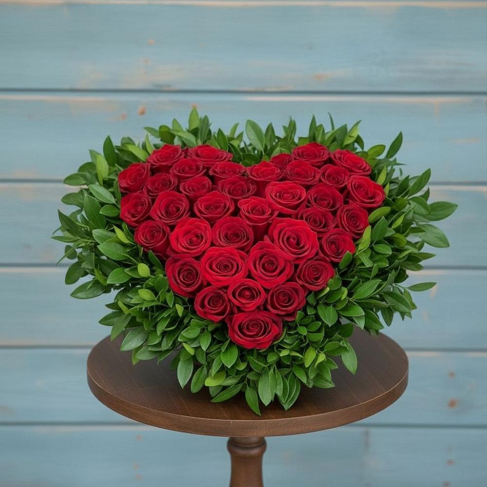 Цветочная композиция из Розы в виде сердца в Залари