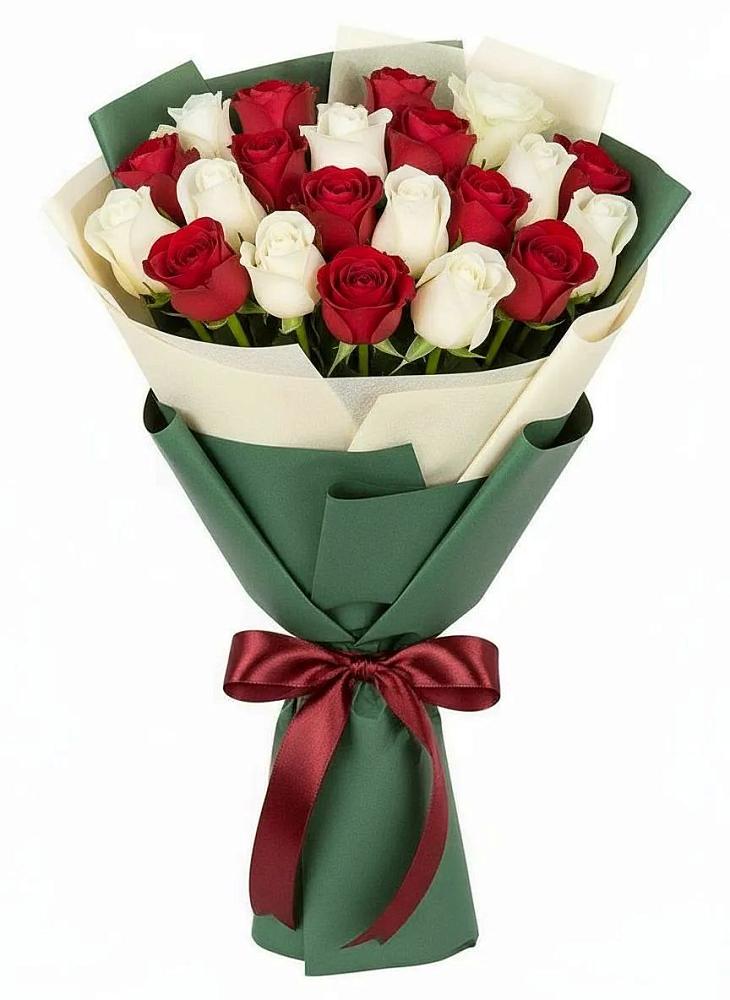 Букет Микс из красных и белых роз в Залари