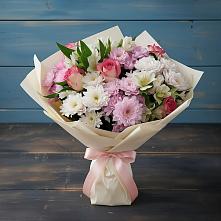 Букет цветов из:  Хризантемы, Альстромерии и Розы в Залари