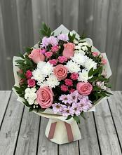 Букет цветов из:  Альстромерии, Гвоздики, Розы и Хризантемы #REPLACE_PRED# Залари