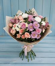 Букет цветов из:  Хризантемы, Розы и Альстромерии в Залари