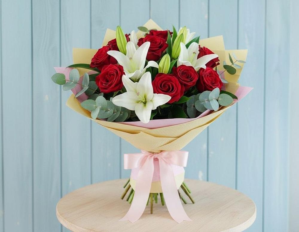 Букет цветов из: Лилии и Розы в Залари